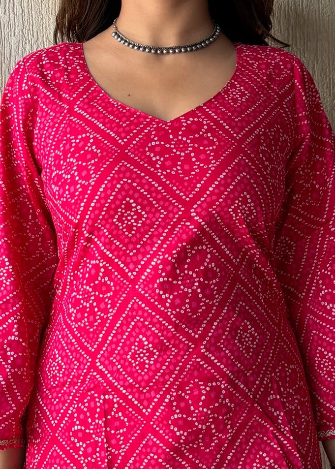Gulaab bell Bandhani cotton short kurti