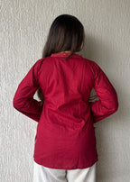 Cherry wrap-tie solid cotton kurti