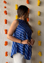 Royal blue Leheriya cotton short kurti
