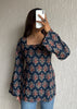 Navy blue square neck short kurti