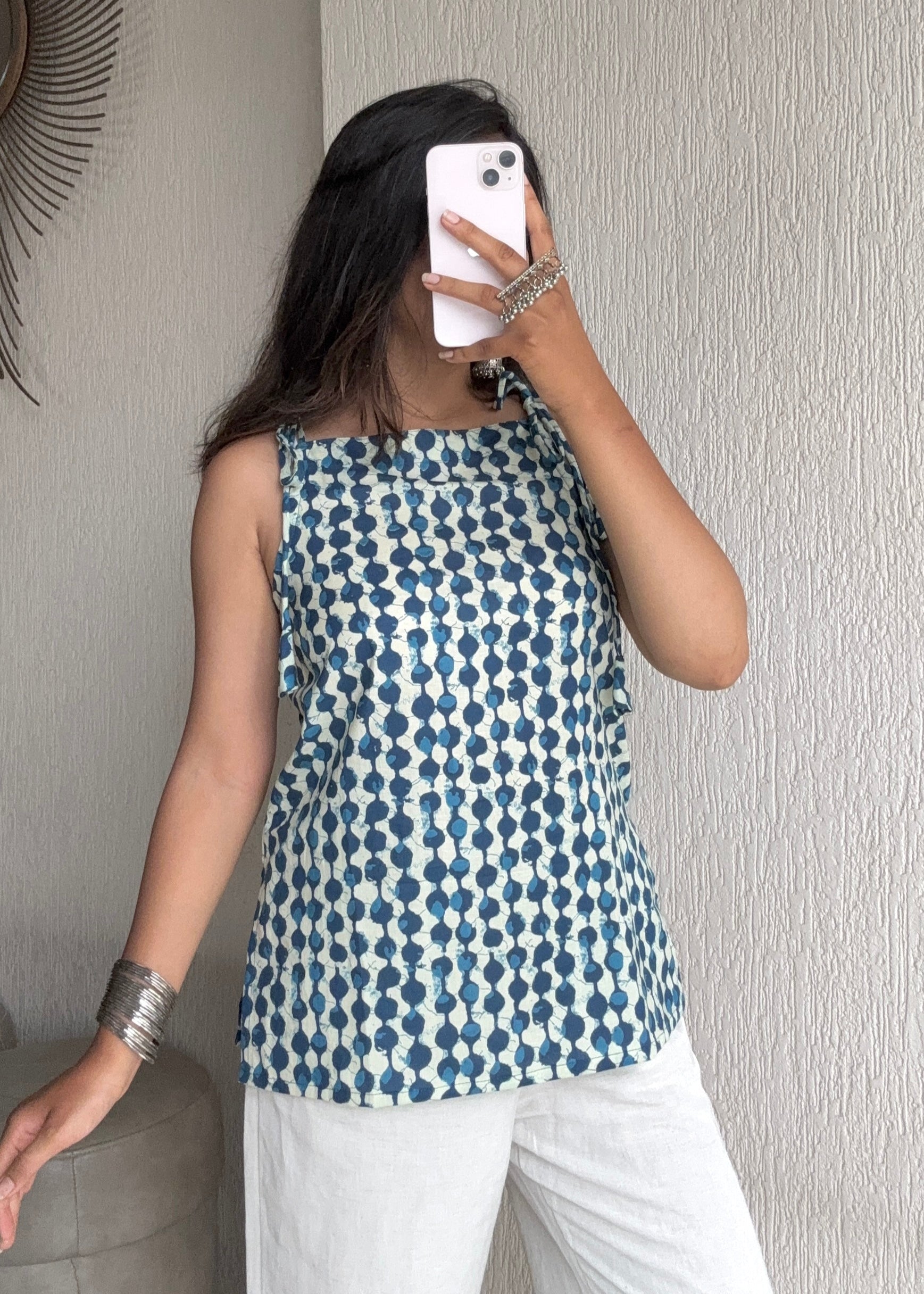 Stripes spaghetti strap short kurti