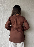 Chocolate wrap-tie solid cotton kurti