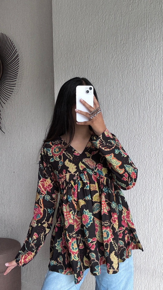 Black peplum short kurti