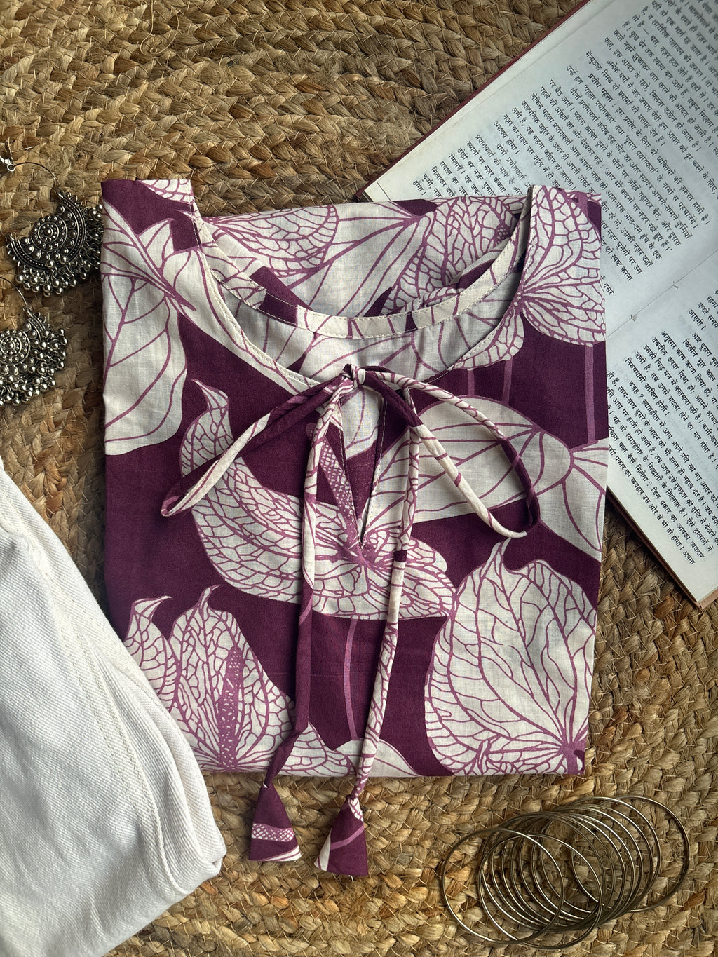 Purple bell sleeves short kurti