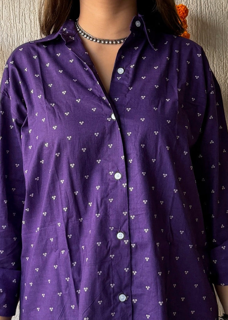 Purple dots oversized shirt