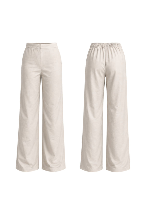 High waisted linen blend pants