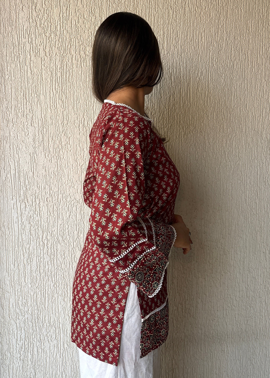 Heritage maroon short kurti