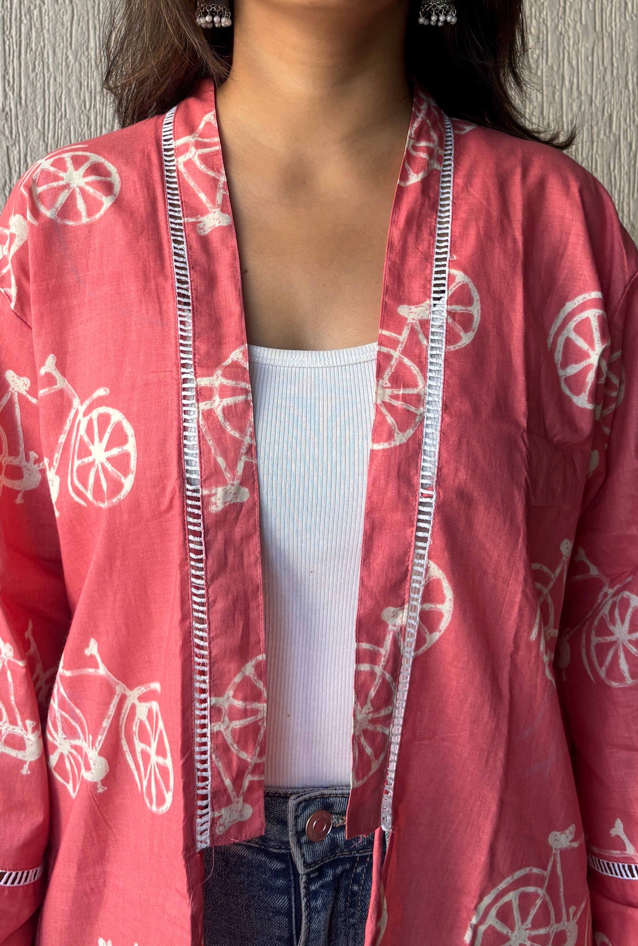 Rose Pink bicycle oversized shrug