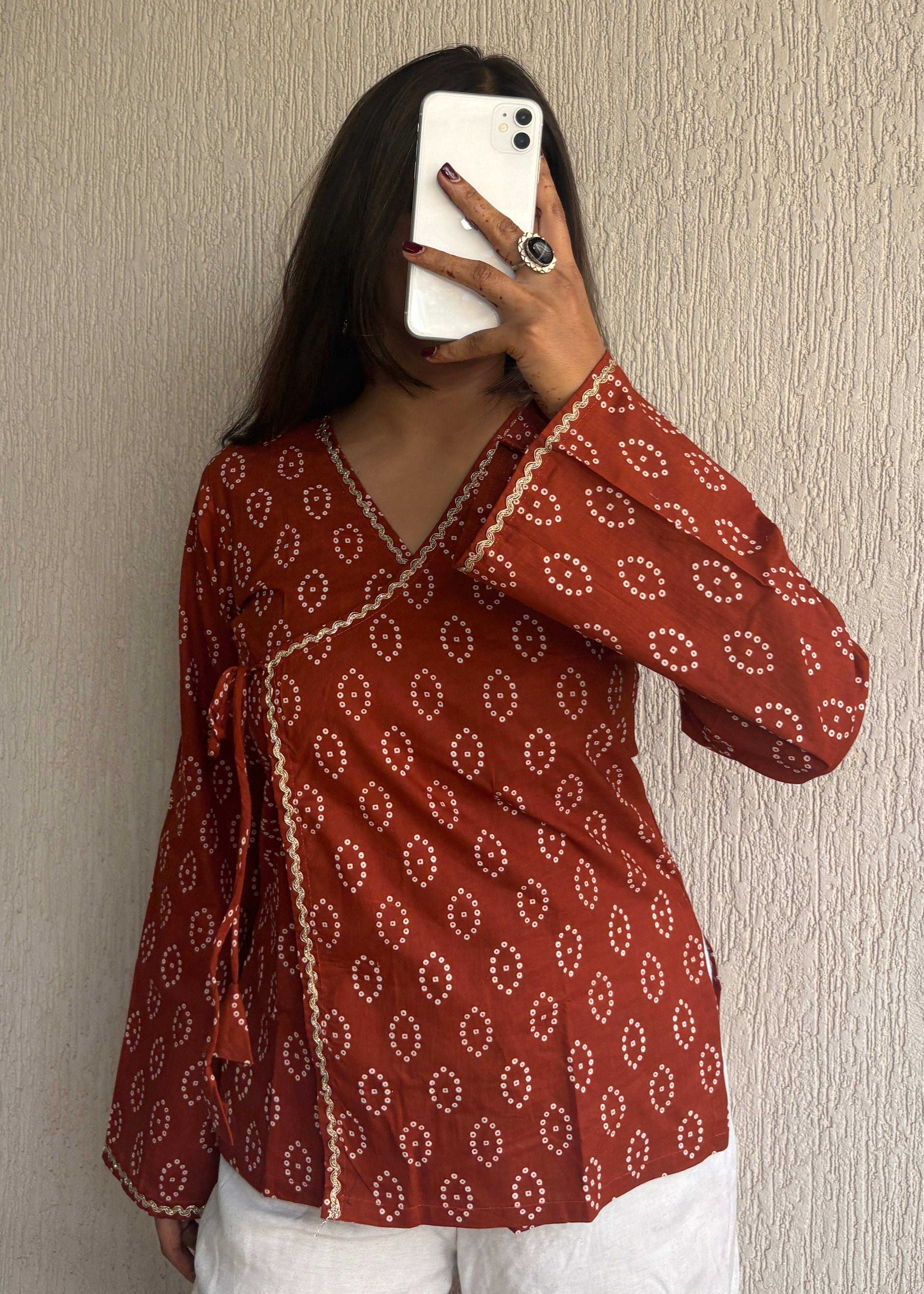 Rust bandhani short kurti