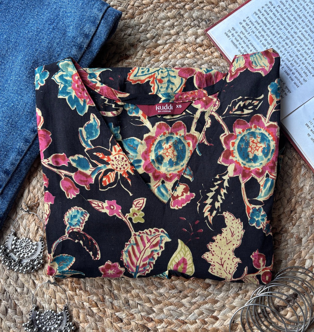 Black peplum style short kurti