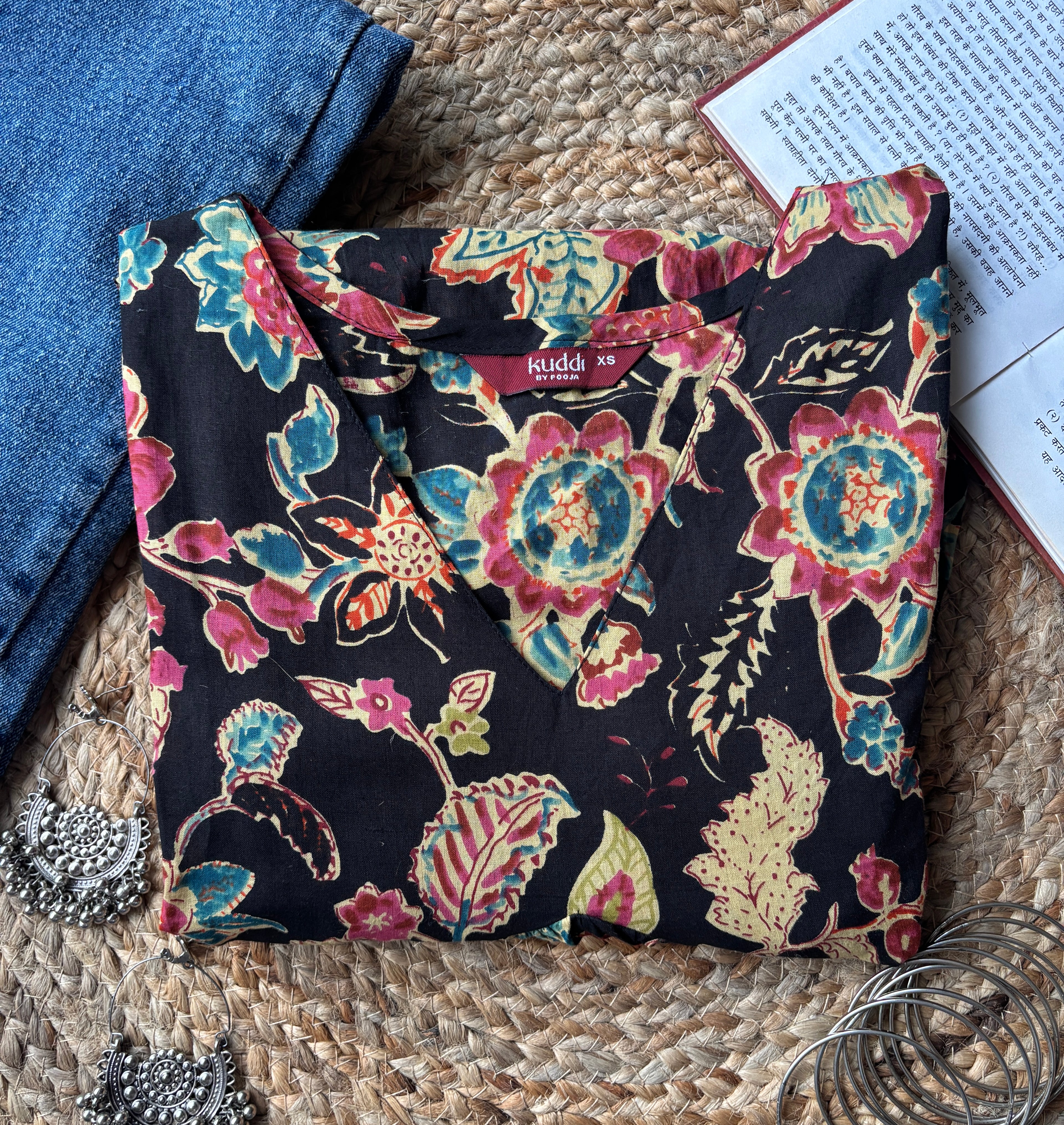 Black peplum style short kurti