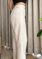 High waisted linen blend pants