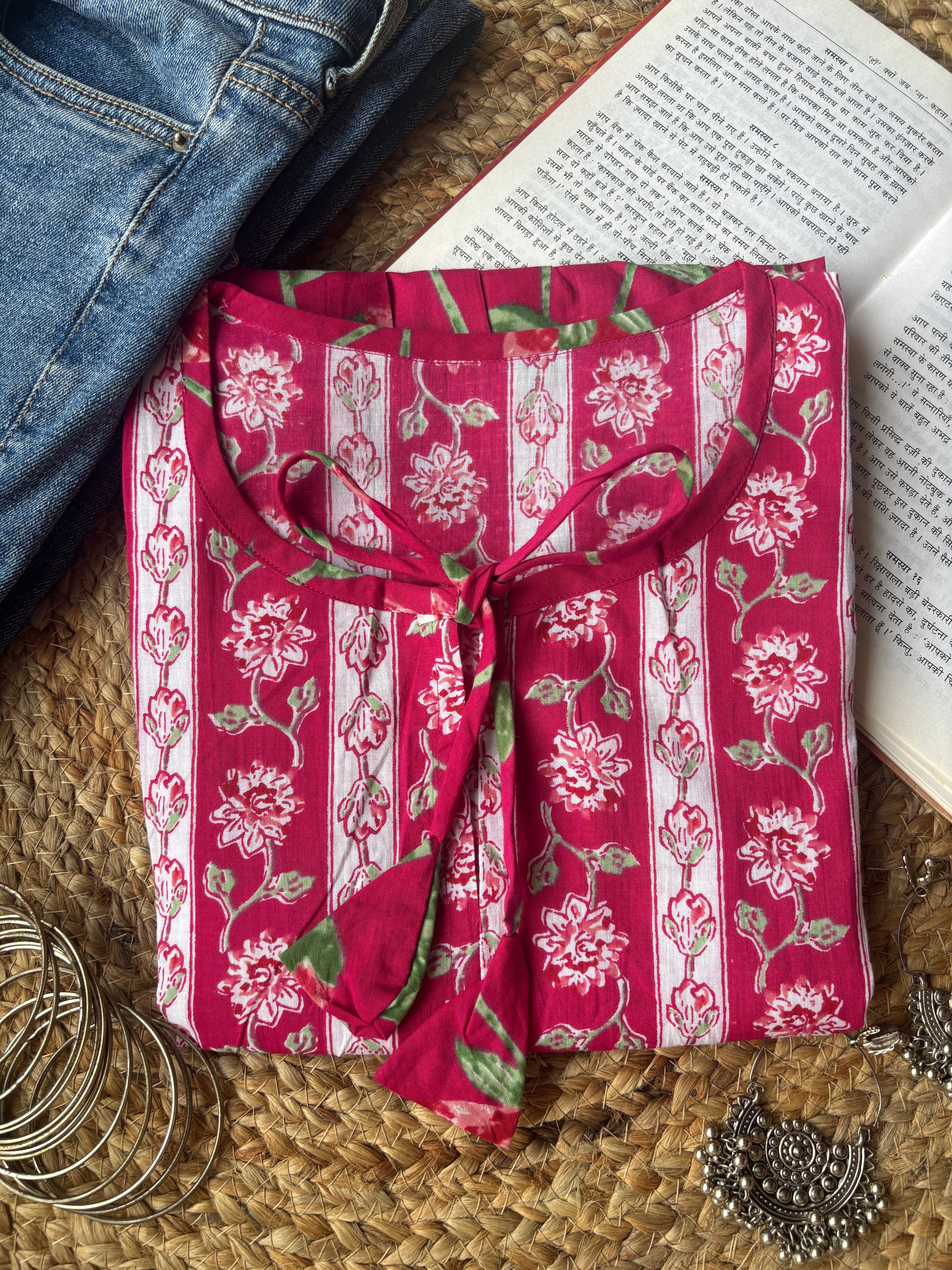 Pink boho short kurti