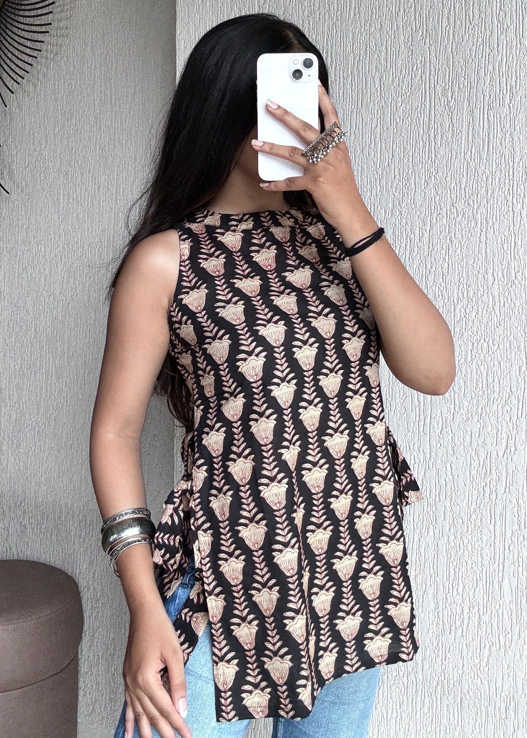 Black halterneck short kurti