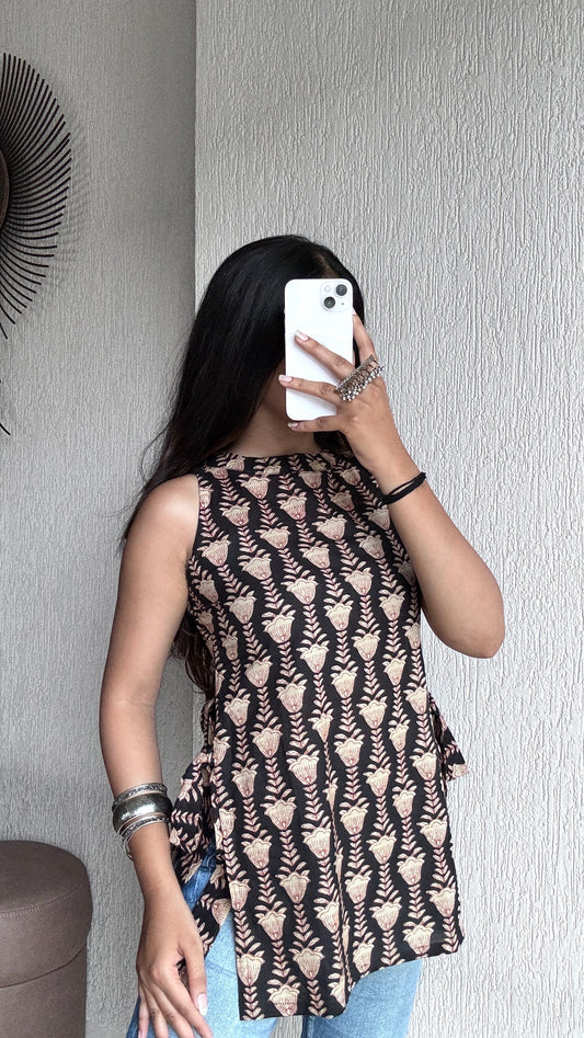 Black halterneck short kurti