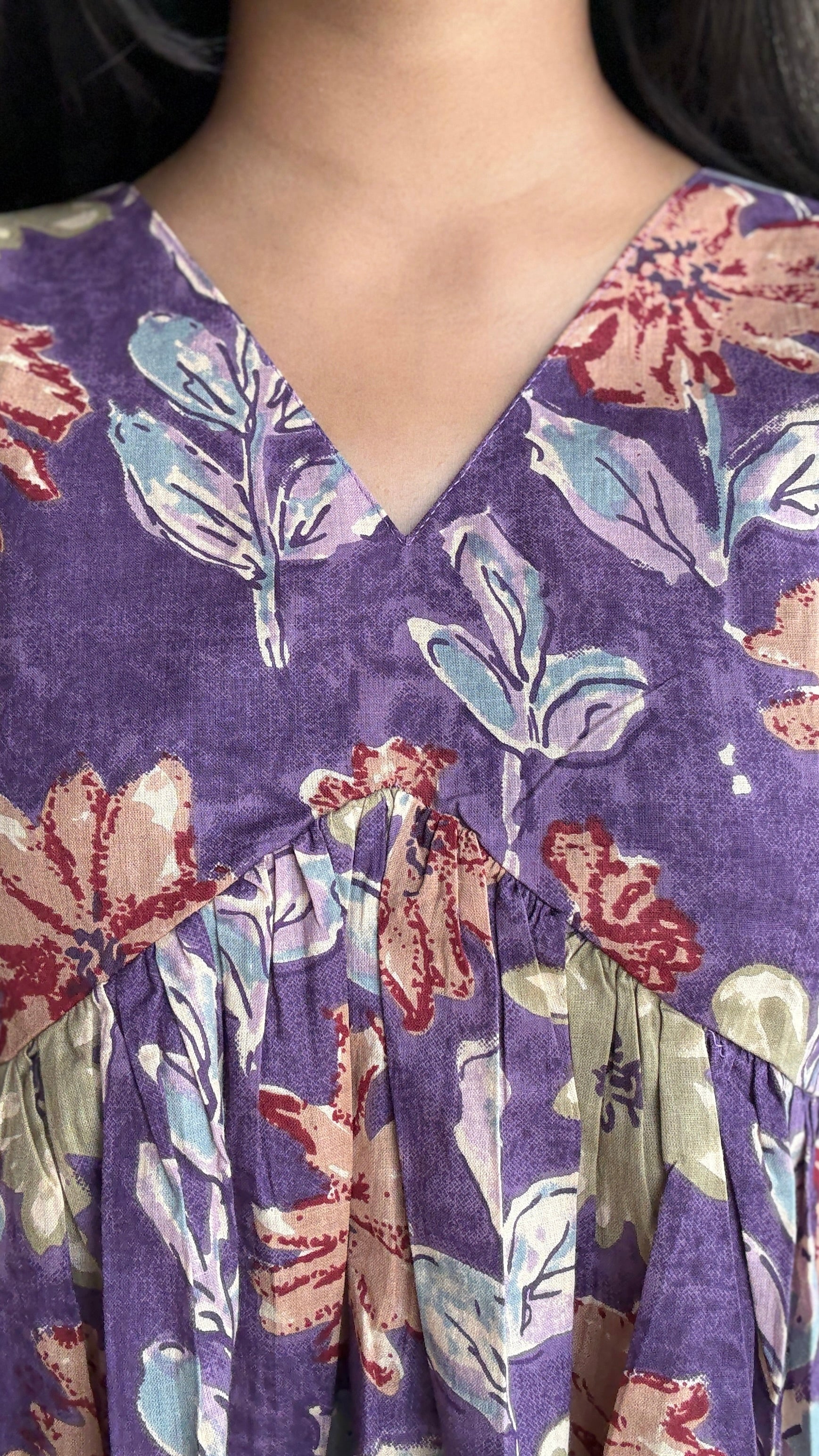 Purple peplum style short kurti