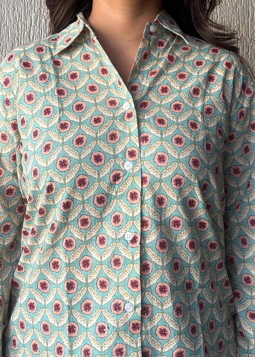 Mint green geometric shirt