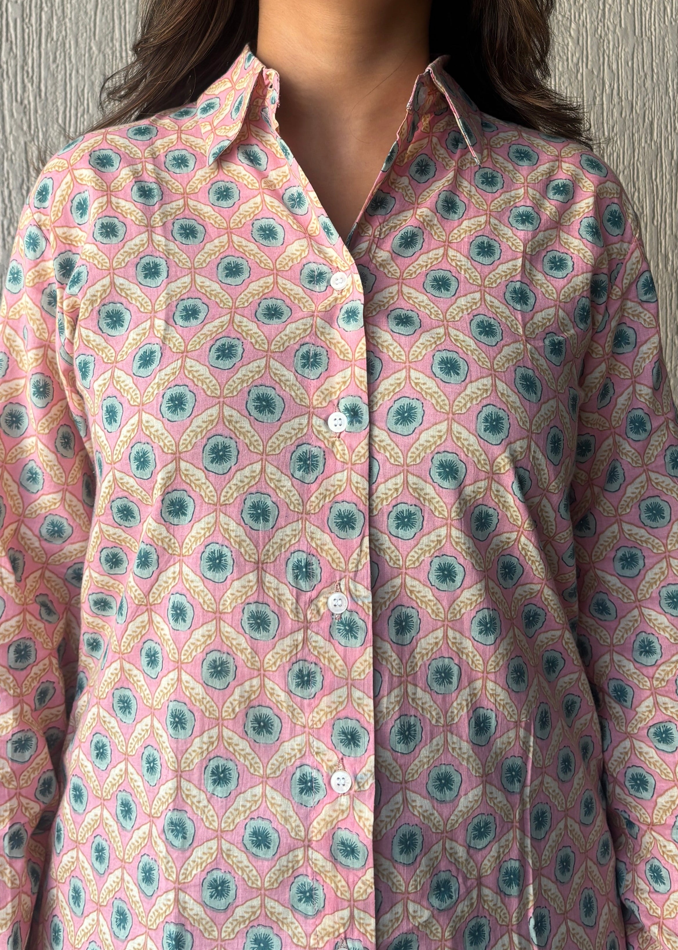Baby pink geometric shirt