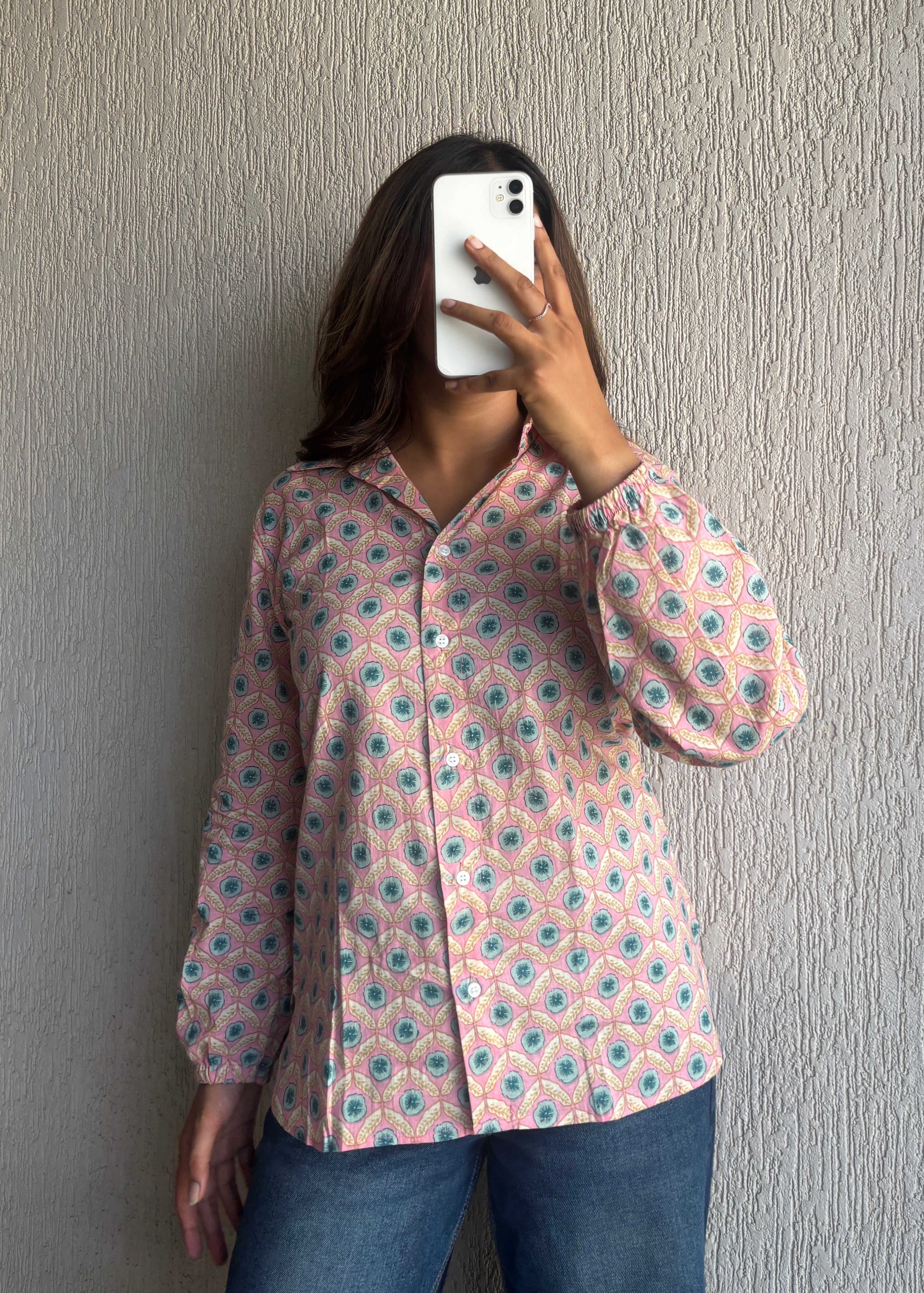 Baby pink geometric shirt