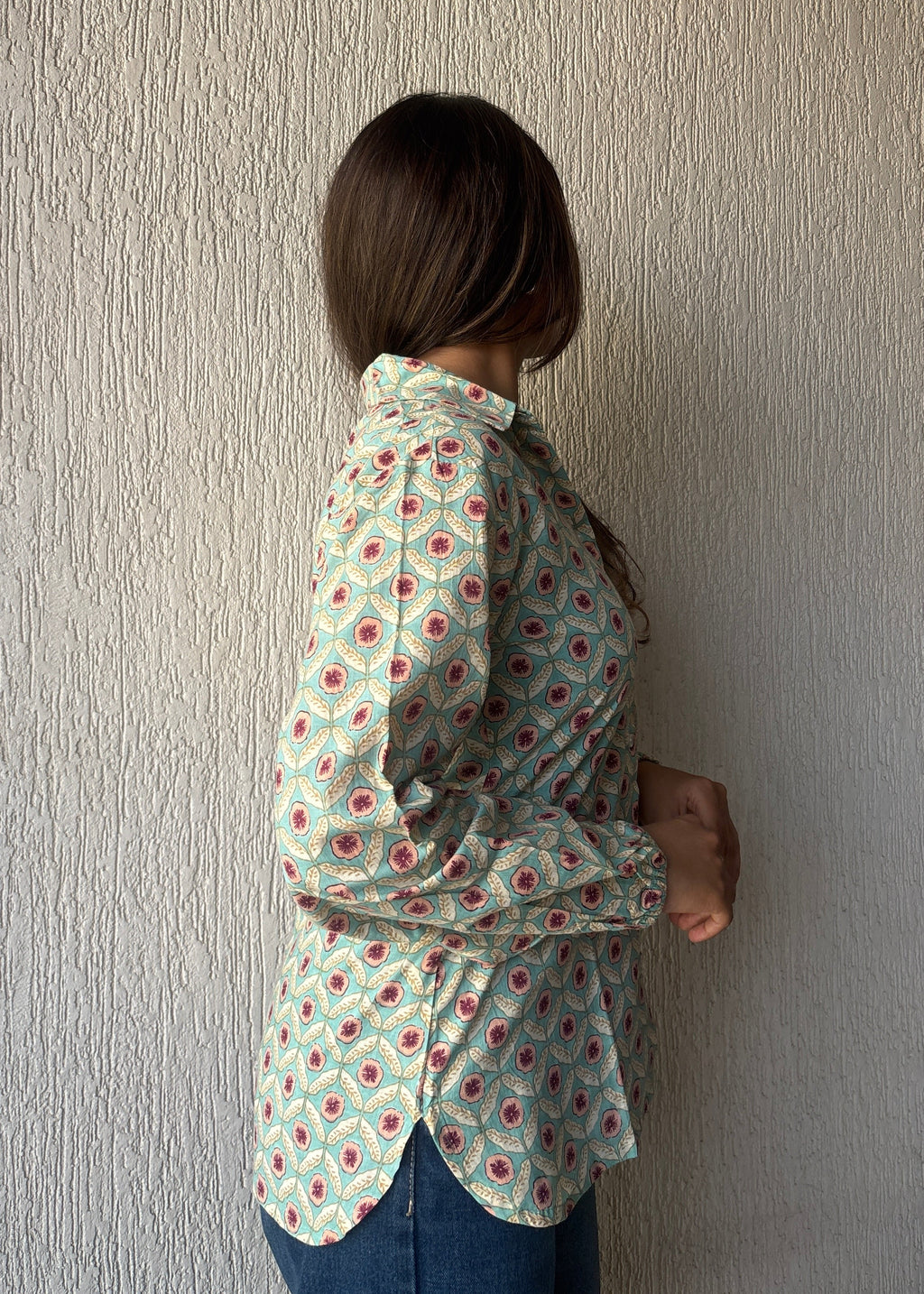 Mint green geometric shirt