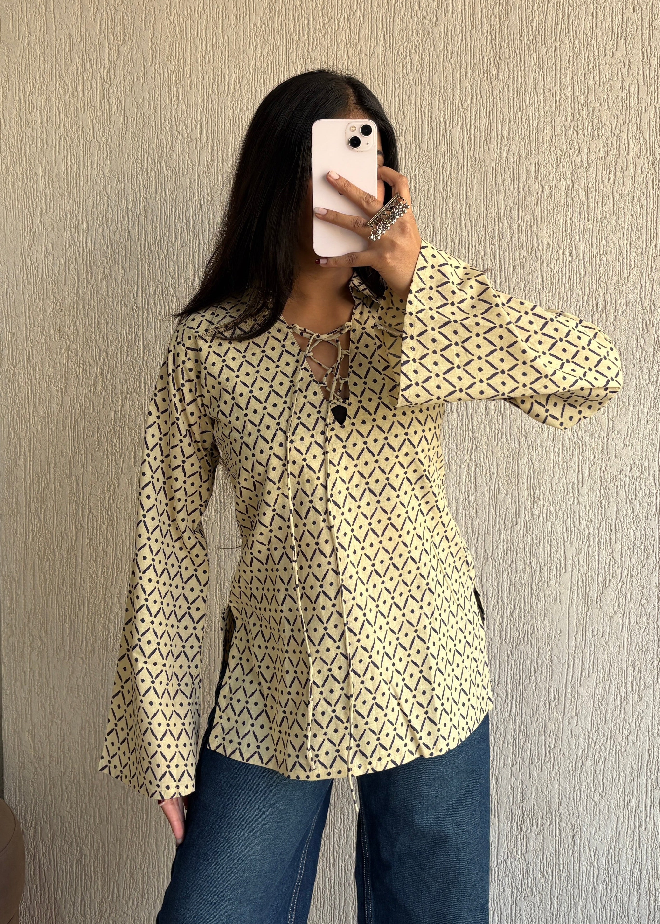 Beige bossy short kurti