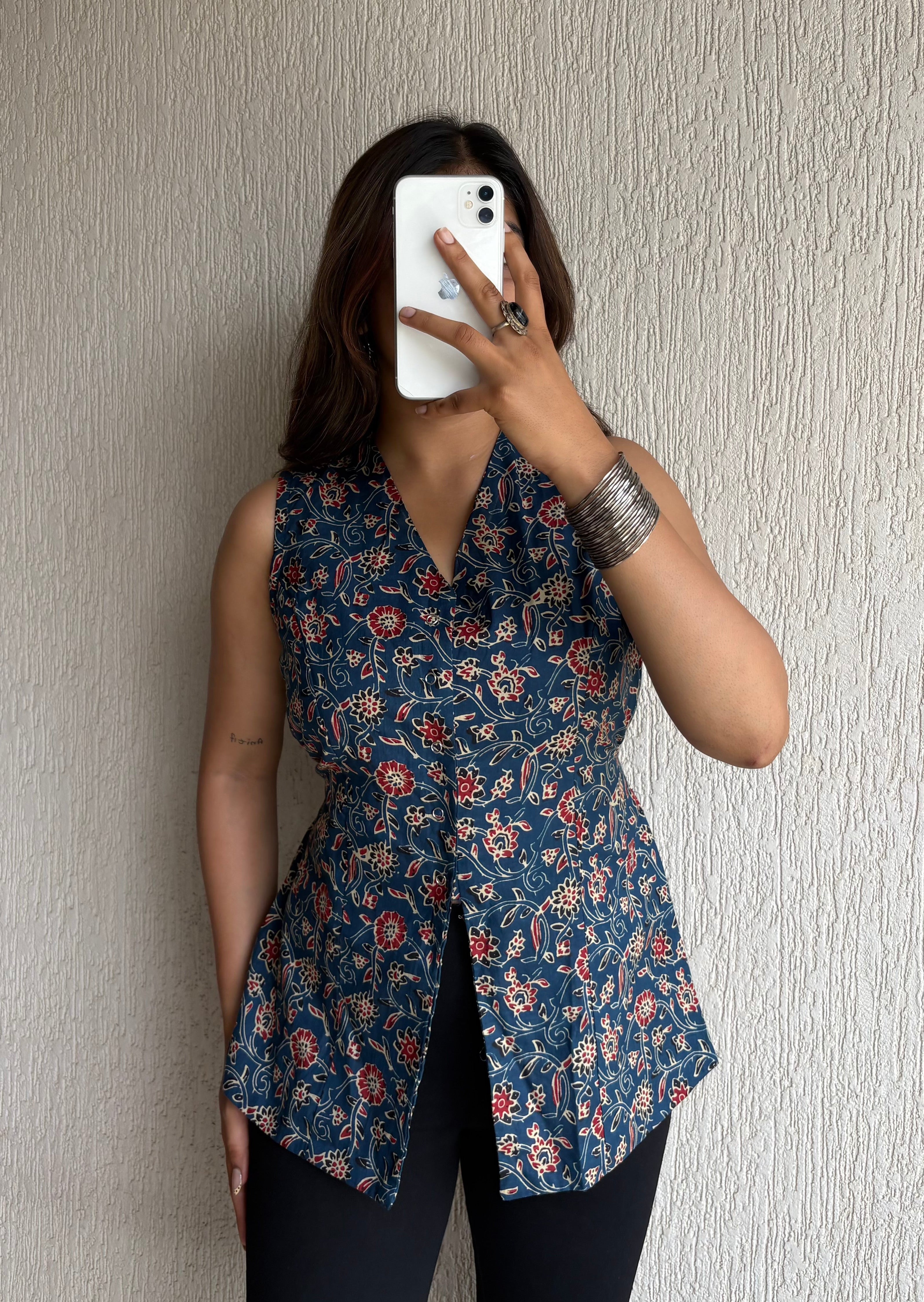 Rich navy blue long vest