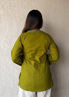 Mehendi solid wrap-tie cotton short kurti
