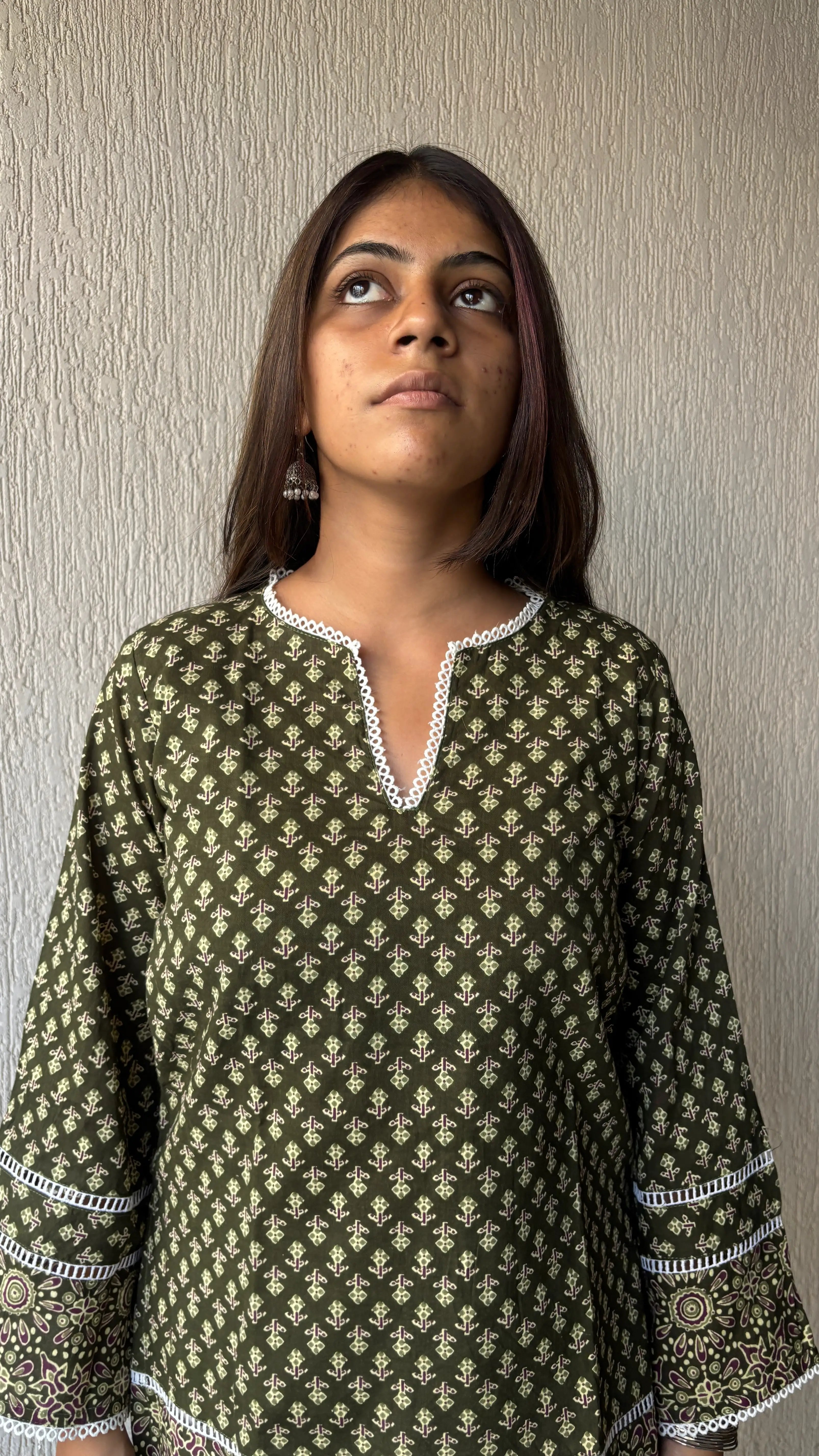 Heritage green short kurti