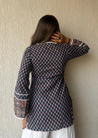 Heritage navyblue cotton short kurti