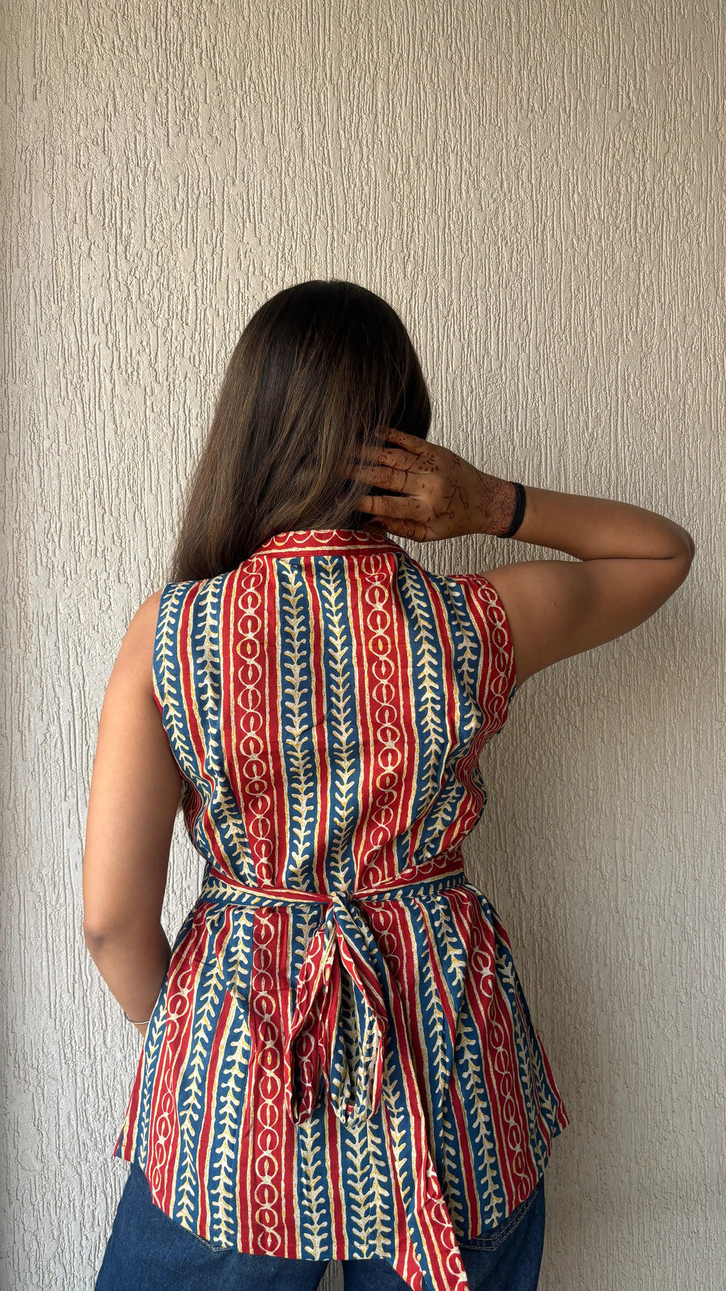 Stripes long vest cotton