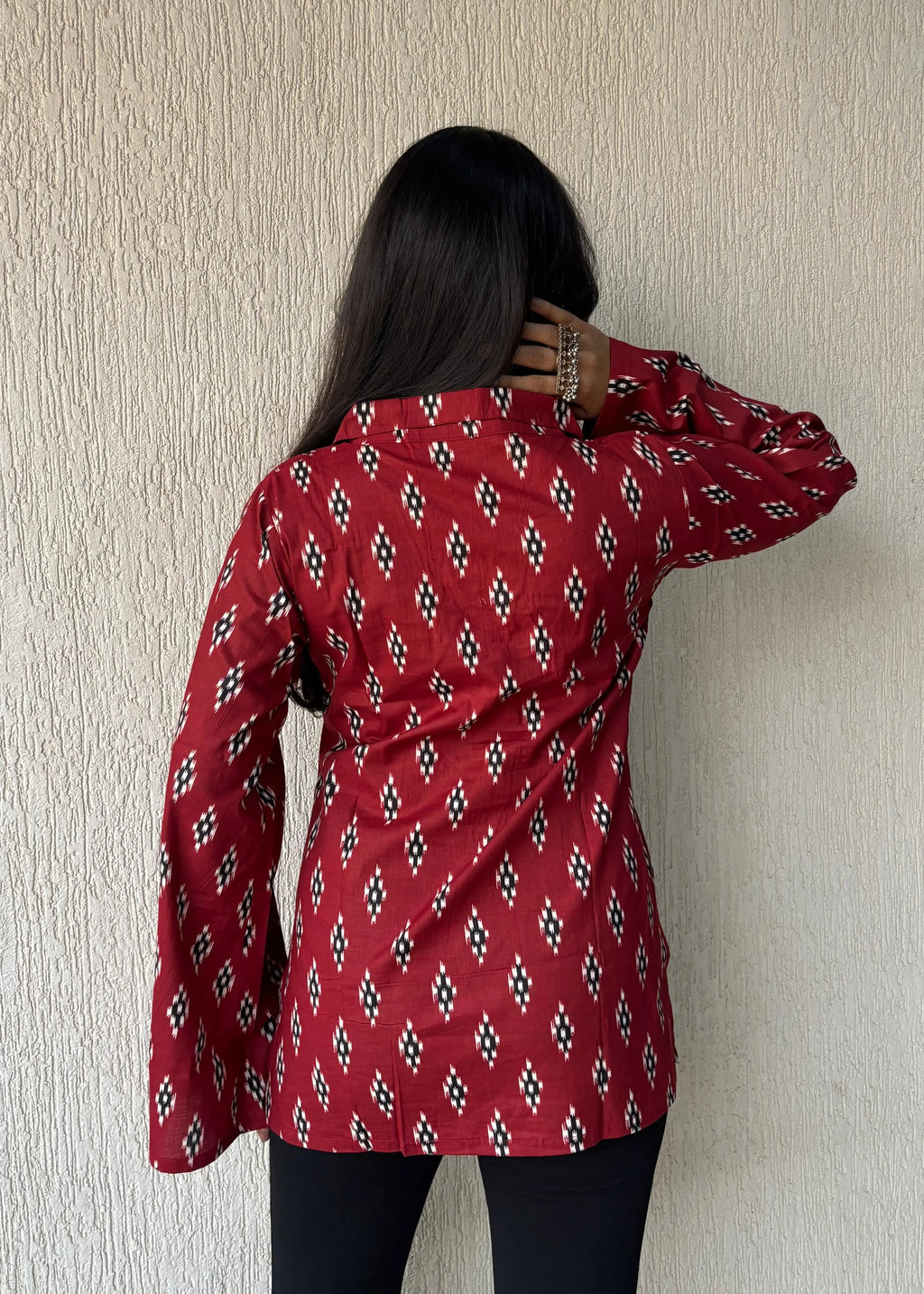 Red bossy cotton short kurti