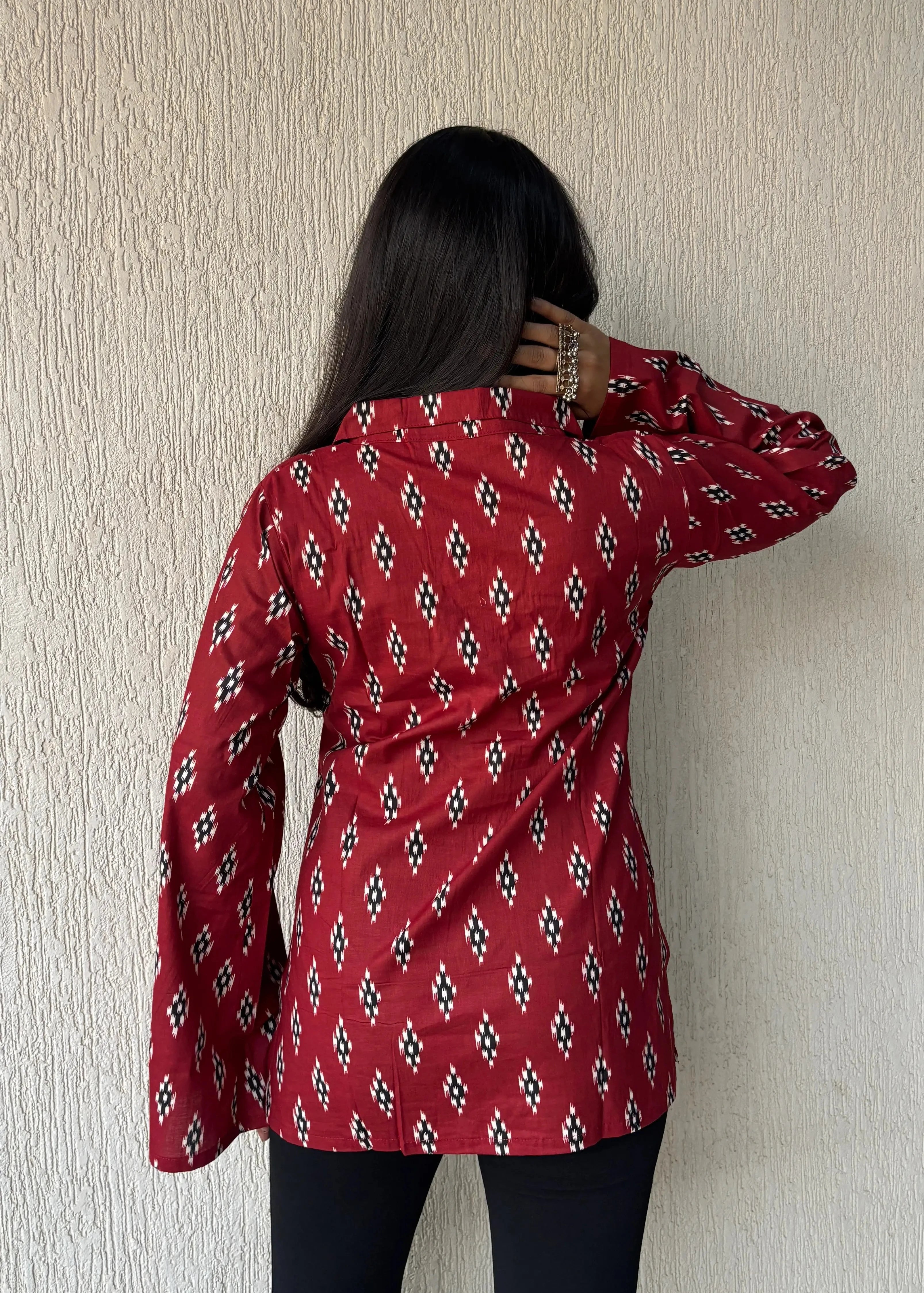 Red bossy cotton short kurti