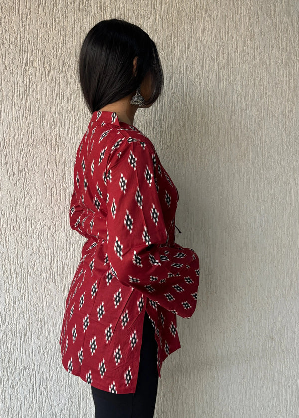 Red bossy cotton short kurti
