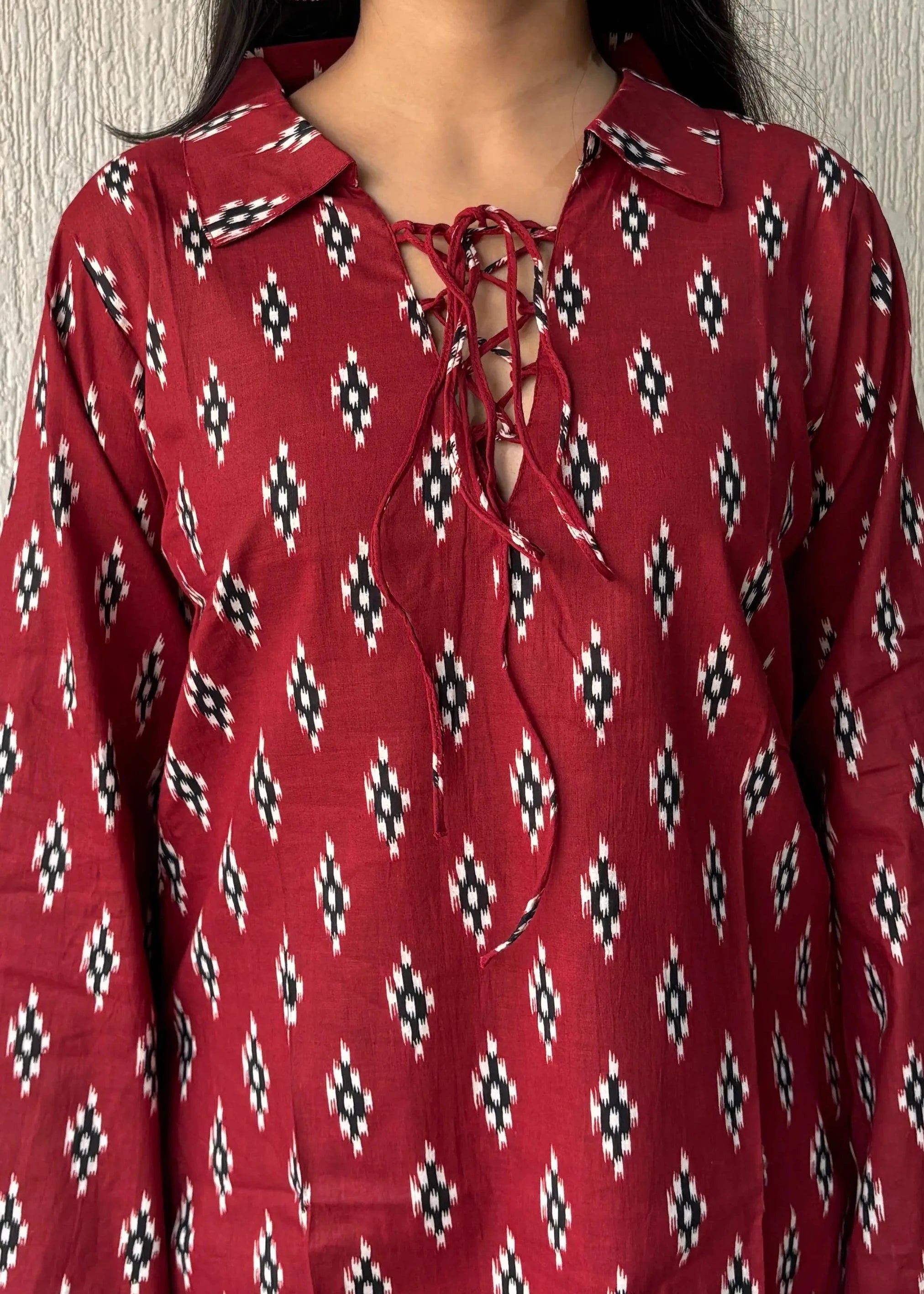Red bossy cotton short kurti