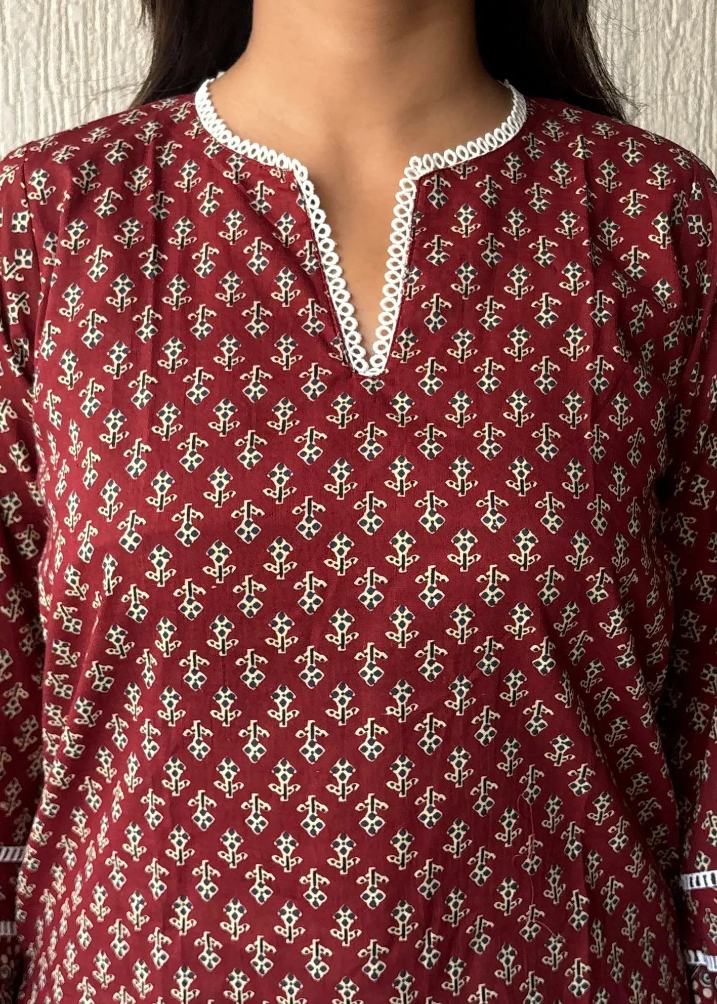 Heritage maroon short kurti