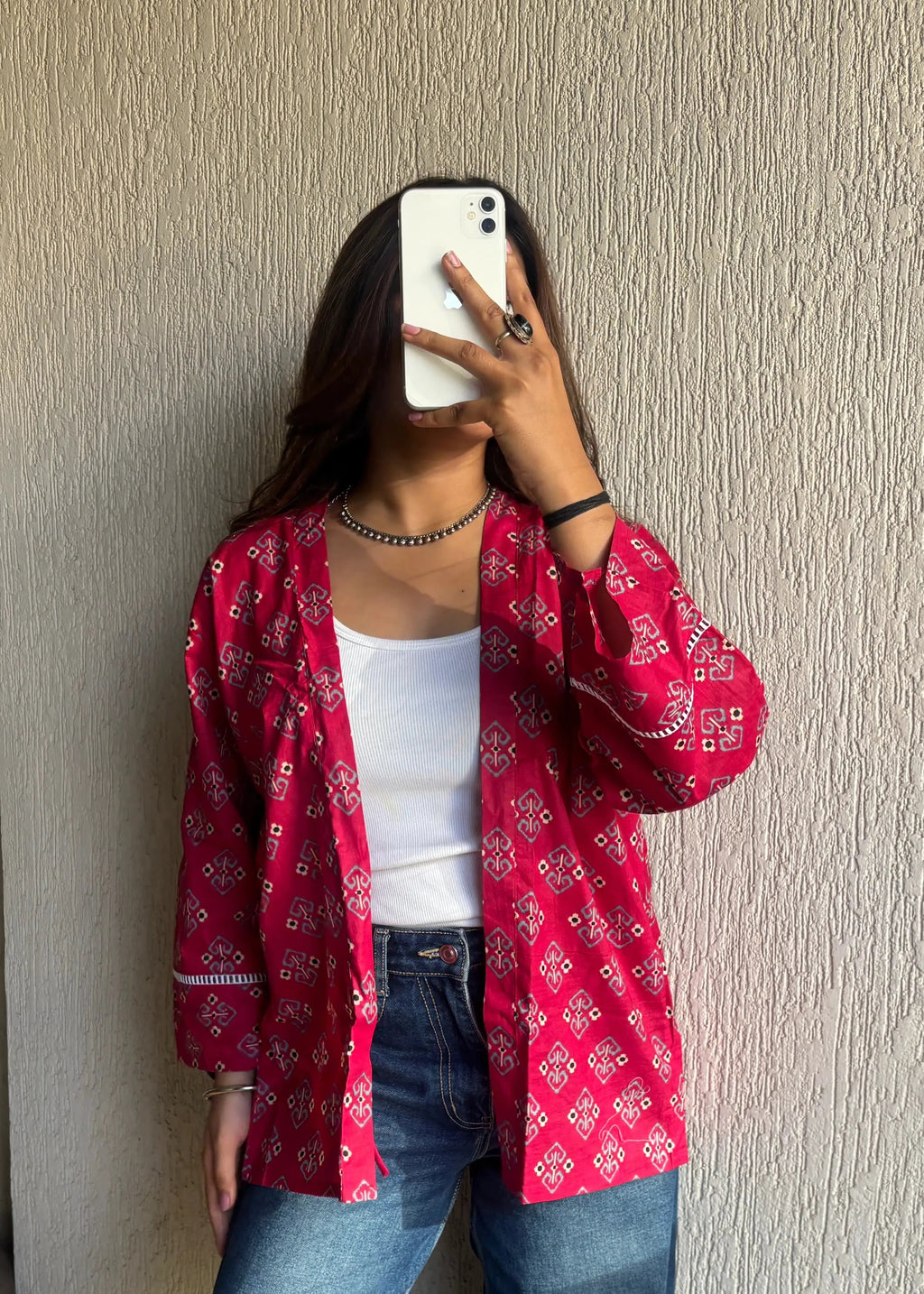 Pink oversized cotton shrug