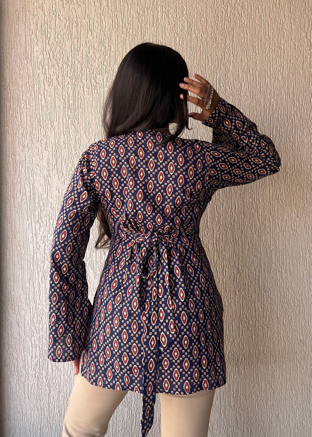 Blue Square neck short kurti