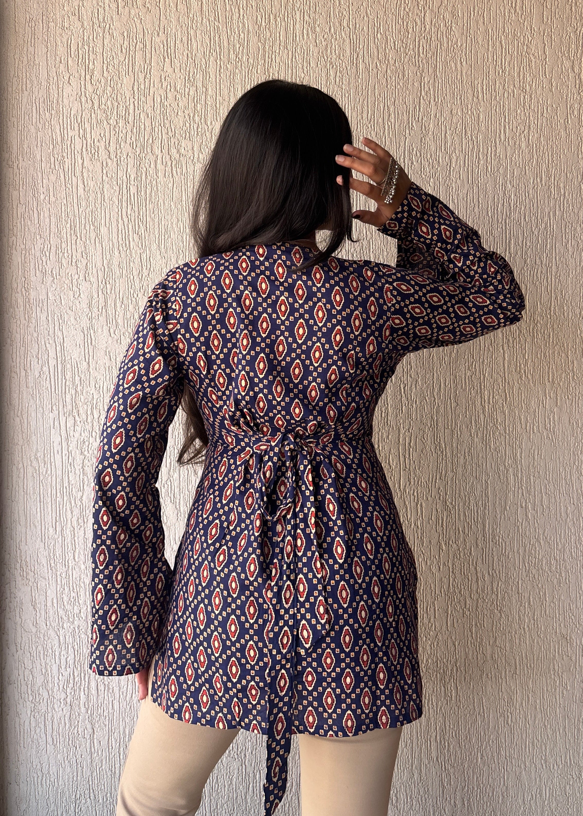 Blue Square neck short kurti