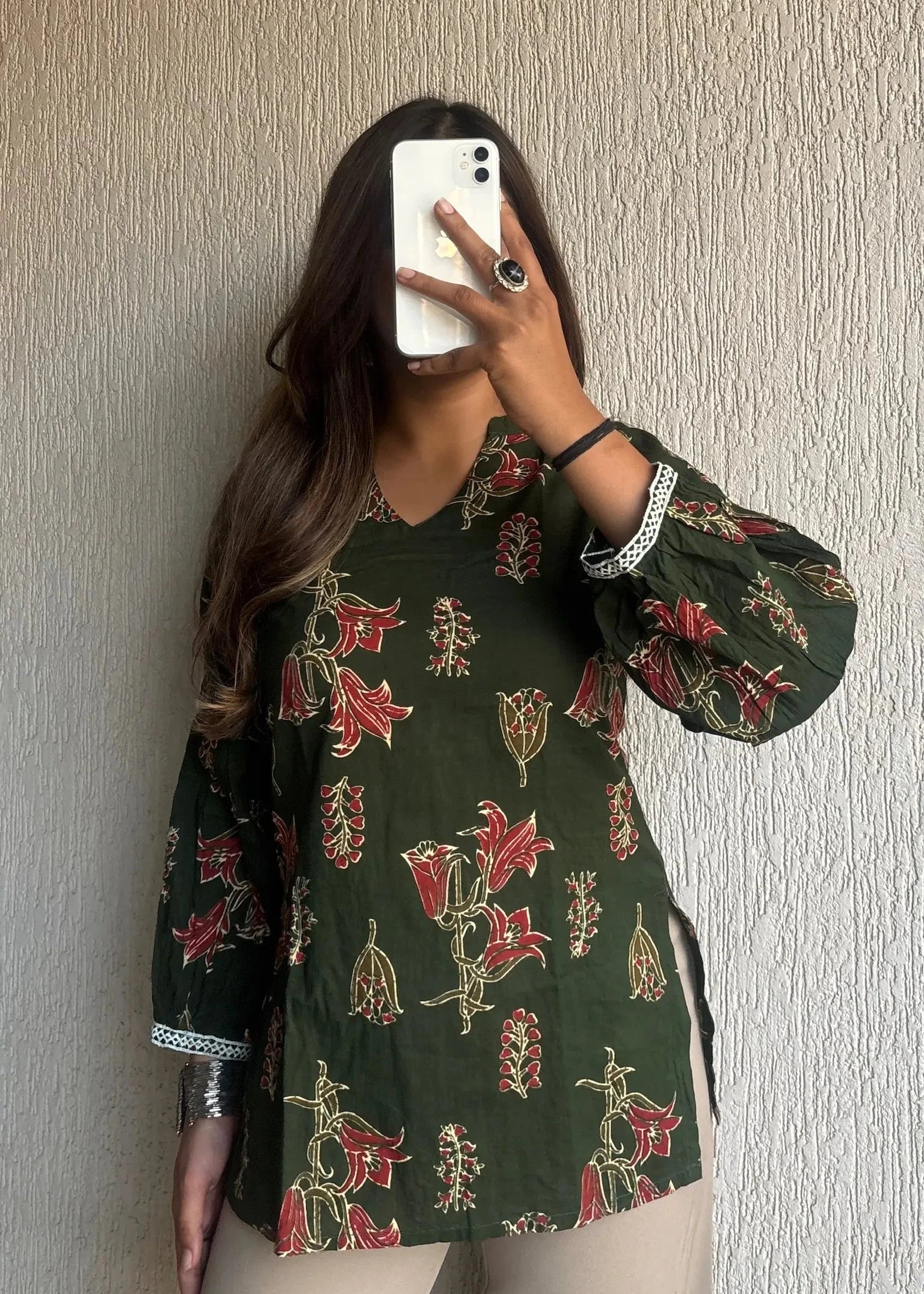 Green Not so basic cotton short kurti