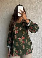 Green Not so basic cotton short kurti