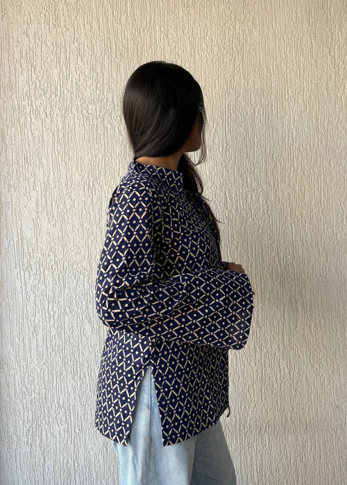 Blue bossy cotton short kurti
