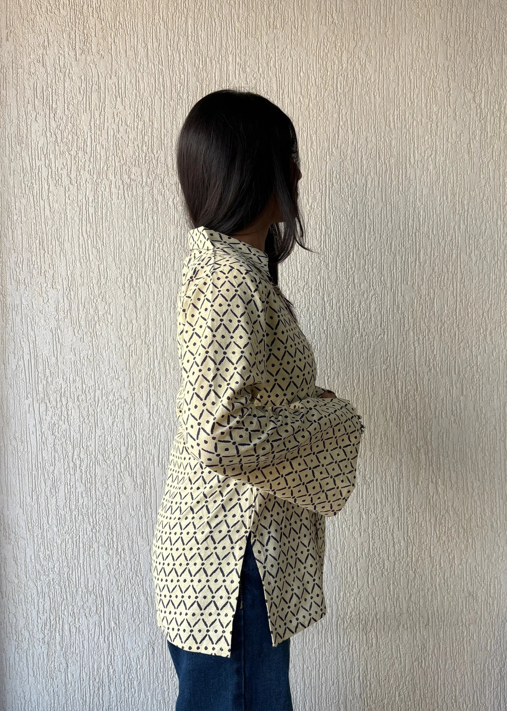 Beige bossy cotton short kurti