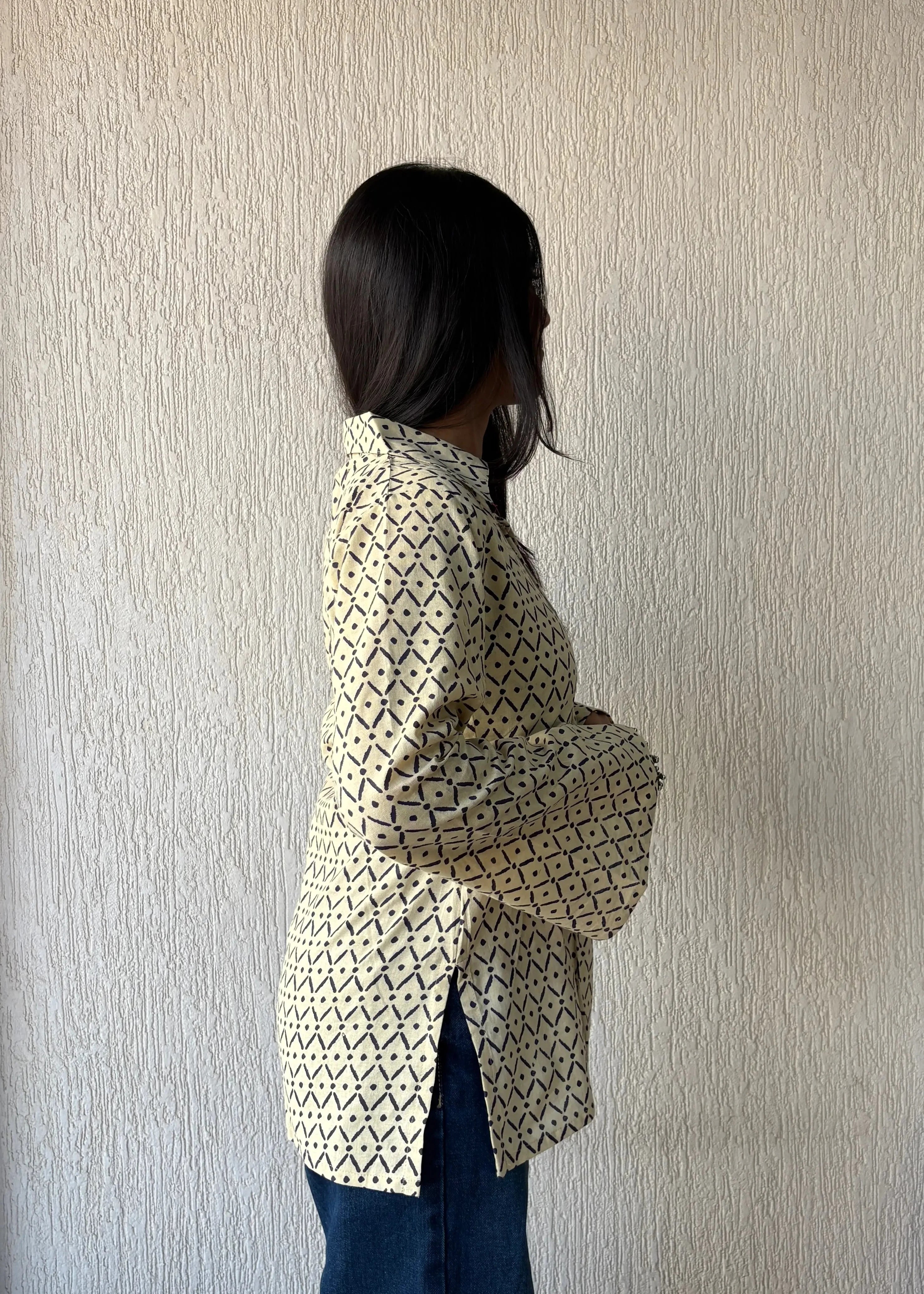 Beige bossy cotton short kurti