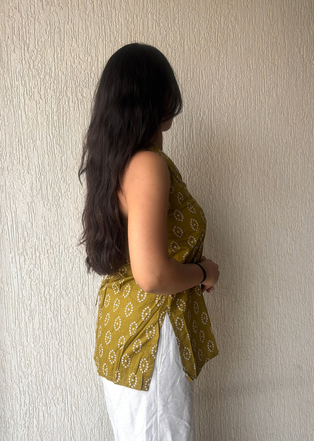 Olive backless short kurti