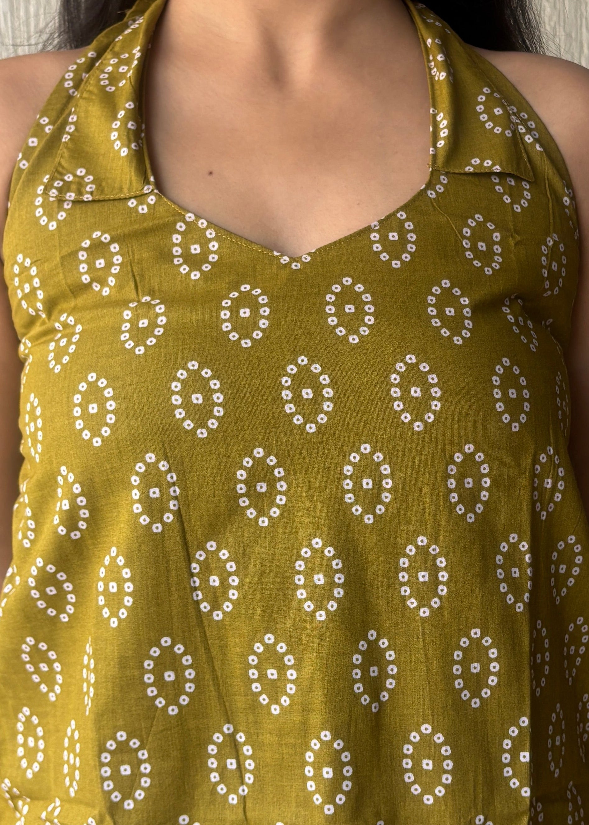Olive backless short kurti