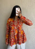 Orange peplum style cotton short kurti