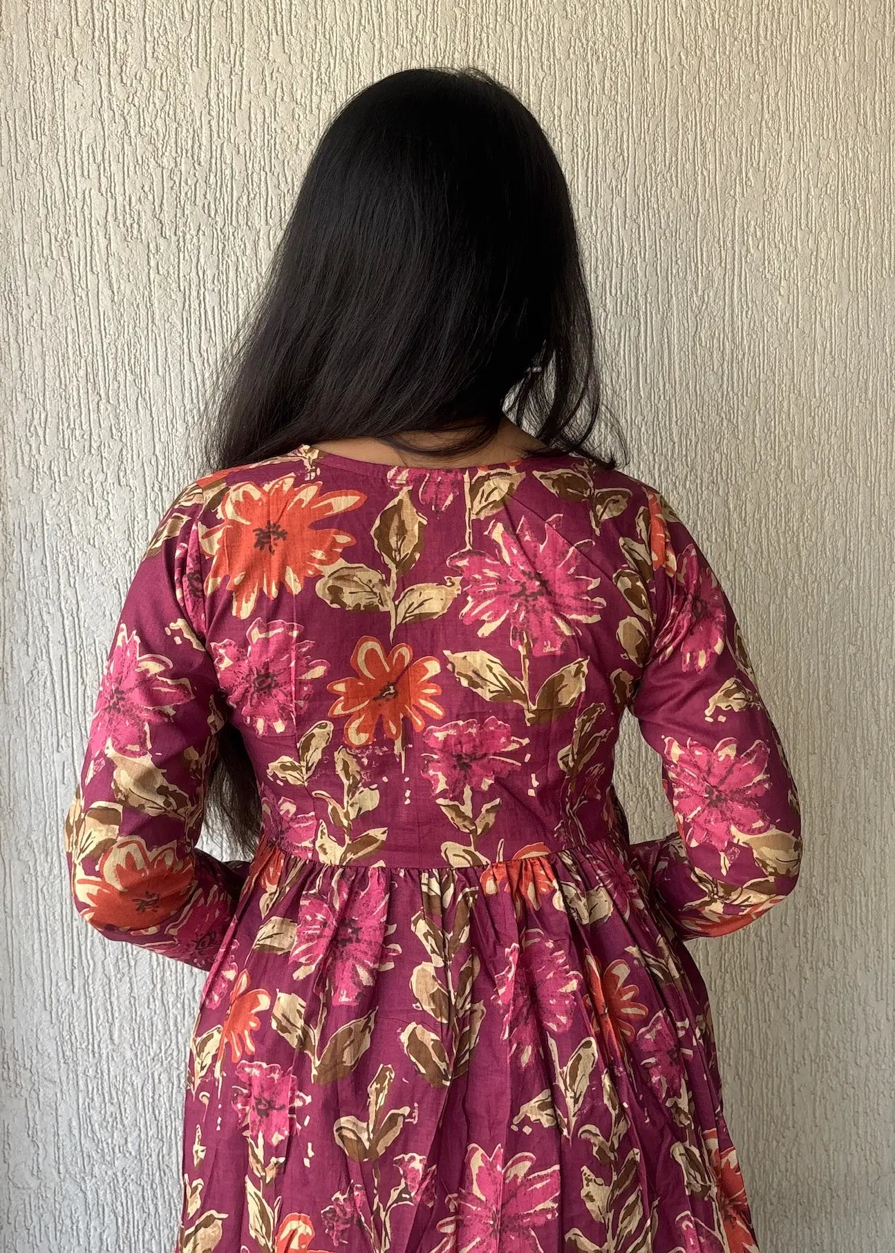 Berry peplum style cotton short kurti