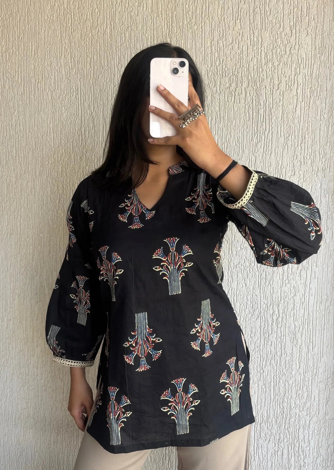 Black Not so basic cotton short kurti