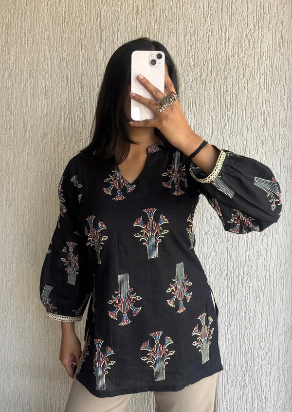 Black Not so basic cotton short kurti