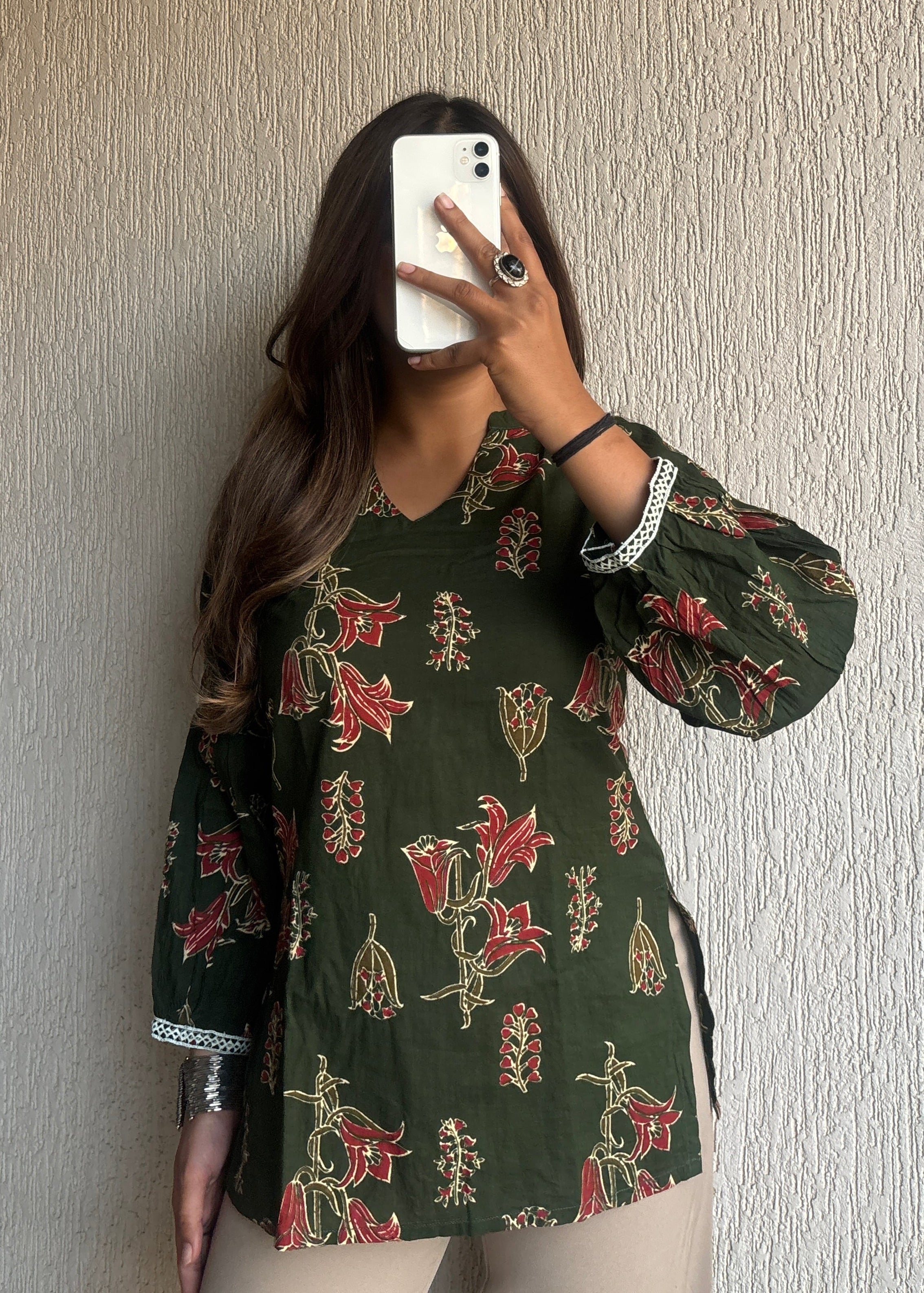 Green Not so basic short kurti